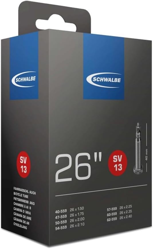 Schwalbe Unisex – Erwachsene SV 13 in Folie Schlauch, schwarz, 26x1.50-2.50"