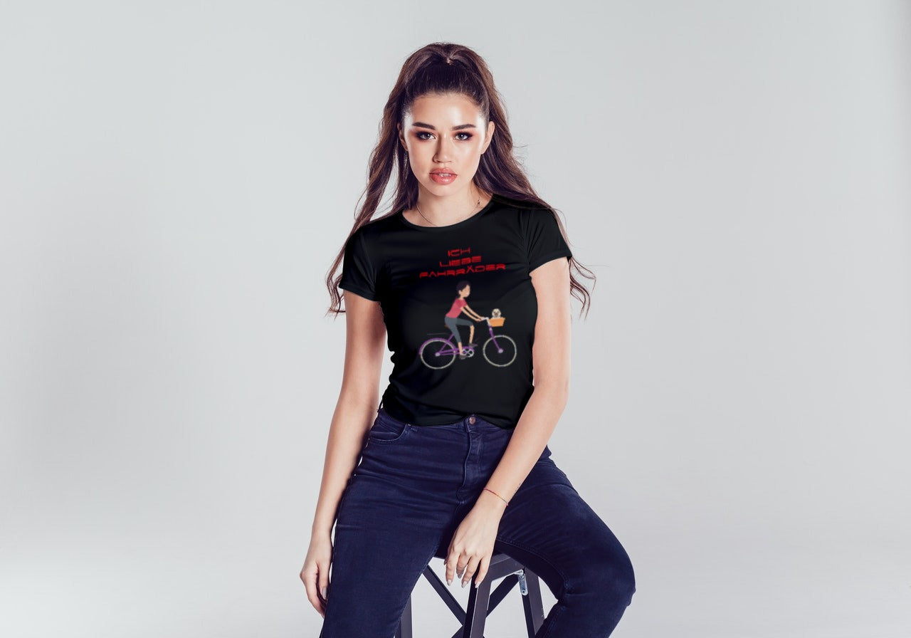 WOMEN T-SHIRT BAUMWOLLE ICH LIEBE FAHRRAD