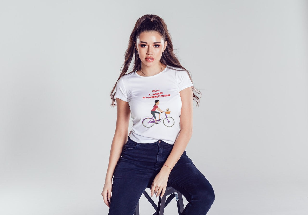 WOMEN T-SHIRT BAUMWOLLE ICH LIEBE FAHRRAD