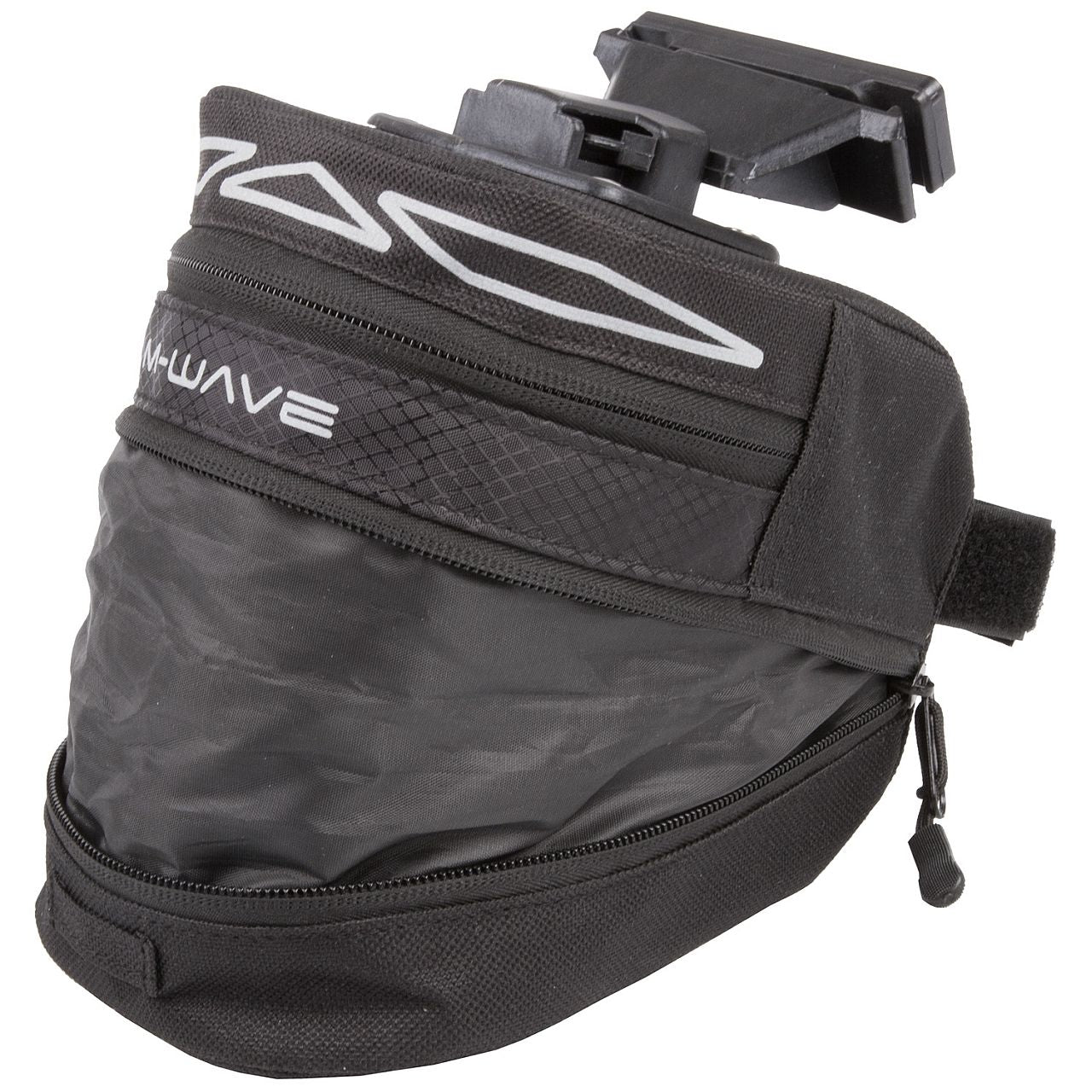 Satteltasche Tilburg, Größe M, Sattelgestellklemme mit Clip-on Halter, Reflexstreifen, schwarz