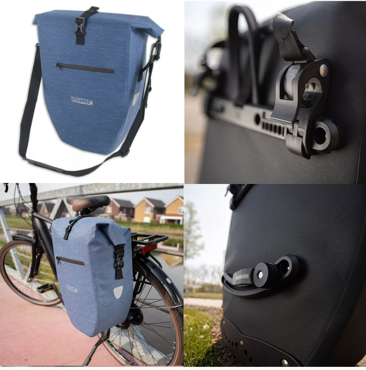 Seitentasche Hayes, 29 Liter, blau, 100% Wasserdicht, Schnellbefestigungssystem Ø 8 bis 16 mm