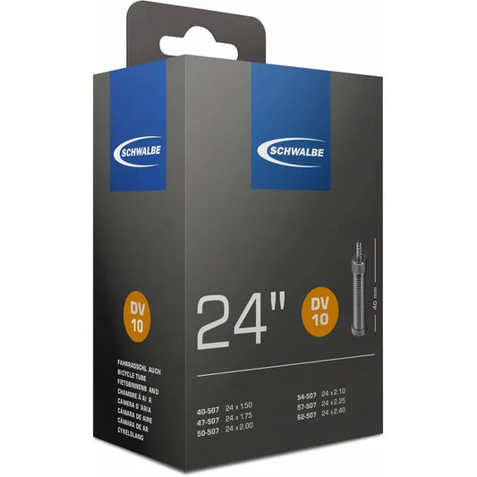 Schwalbe Fahrradschlauch DV10, 24 Zoll, 40mm DV-Ventil, Kinderräder, Reifenbreite 40-62mm